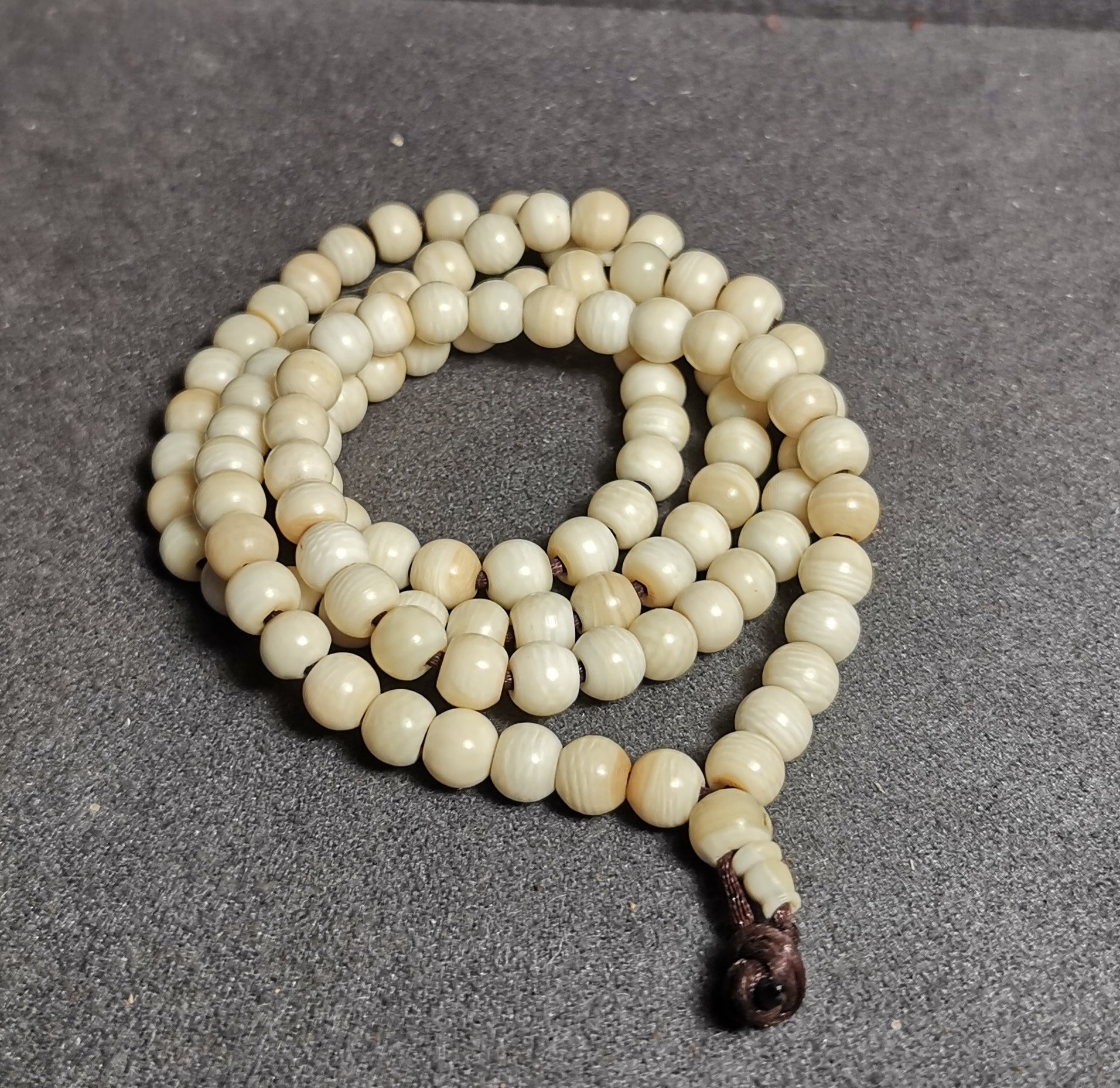 文玩少有老珠子108颗小念珠高级白佛珠手链项链锁骨链一物一图