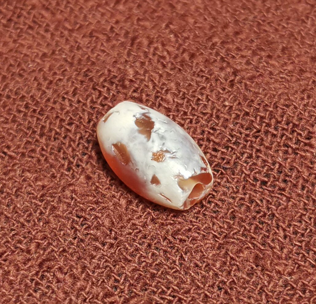 西藏文玩佛珠透红白皮小尺寸老古珠6.5mm百搭配串佩珠隔珠diy配饰