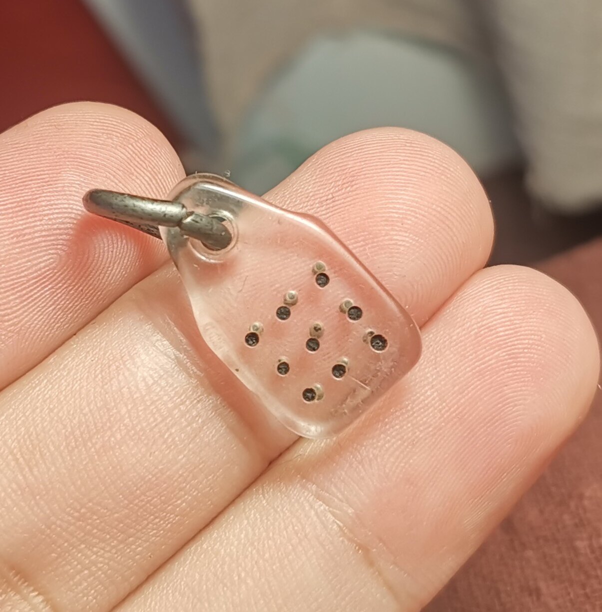 西藏文玩长21mm白透明料器树脂手工制作咒点图腾挂件测挂滴溜卡子