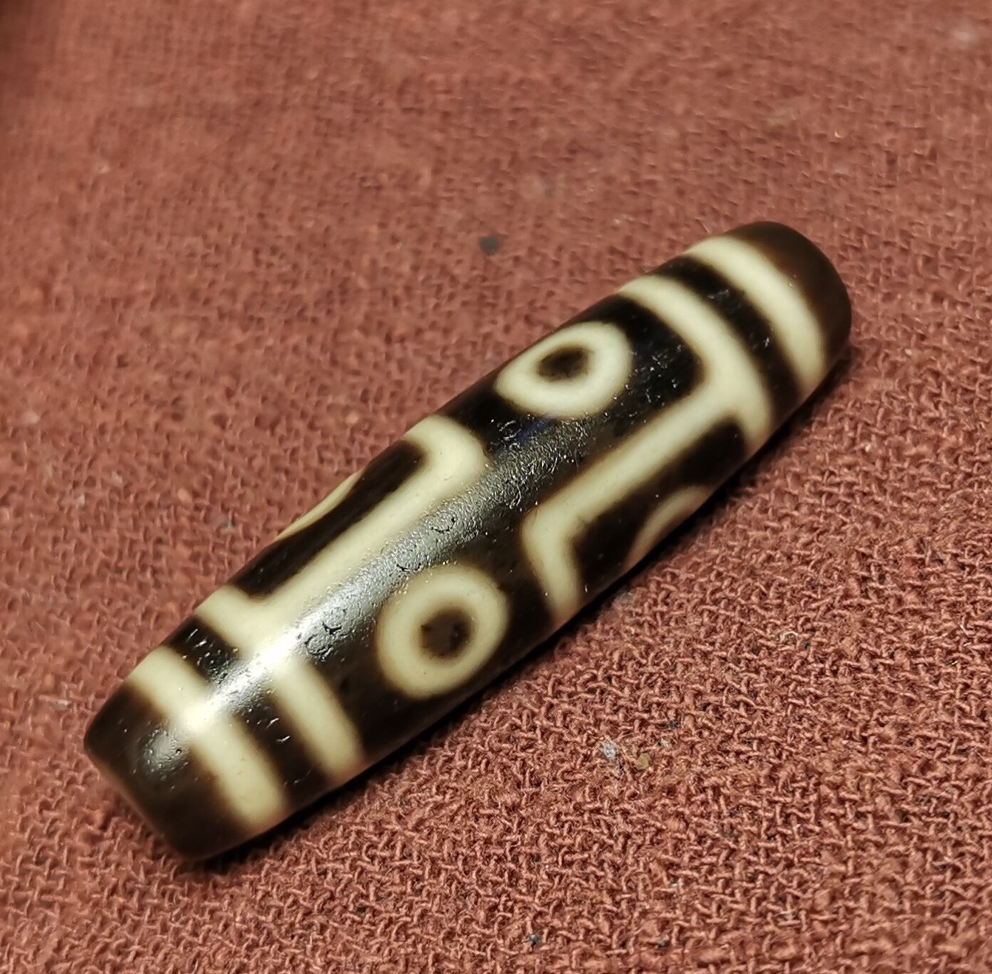 牧区古玩11.5*41mm老款式六眼天珠一物一图佩戴磨损痕迹吊坠顶珠