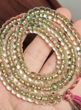 透明白色绿料器水晶款式108颗8mm马蹄形斜切念珠一物一图手链手串