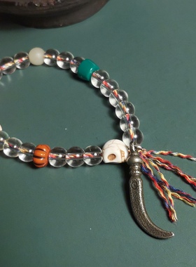 福利价限量手链手串水晶念珠红绿白橘料器月刀小吊坠挂件配饰佩珠