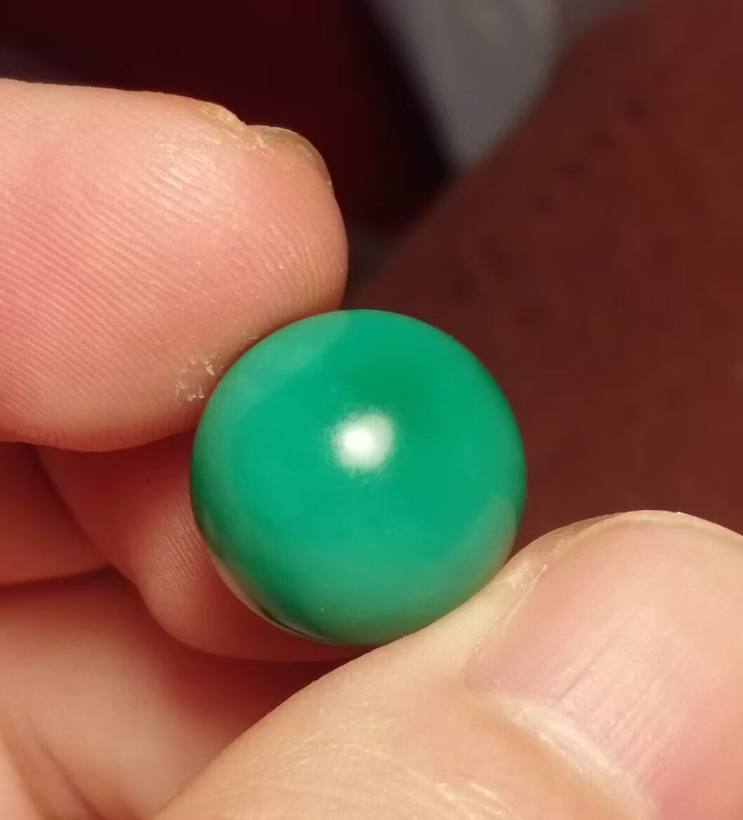 牧区古玩14mm绿松石一物一图手工打磨圆珠多宝手串手链佩珠隔珠款