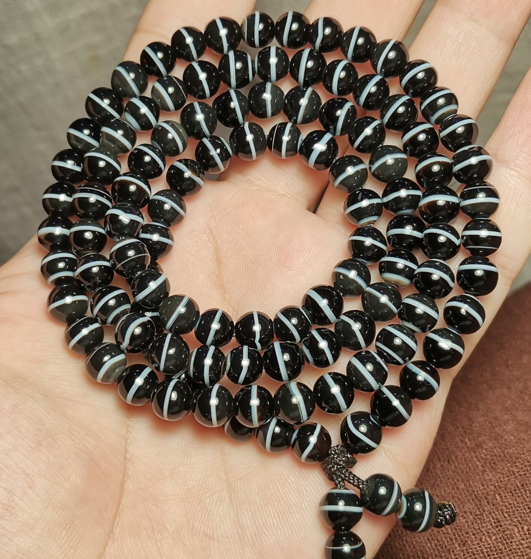 西藏文玩6.5mm小圆珠一线药师珠锁骨链手链手持念珠一物一图佛珠