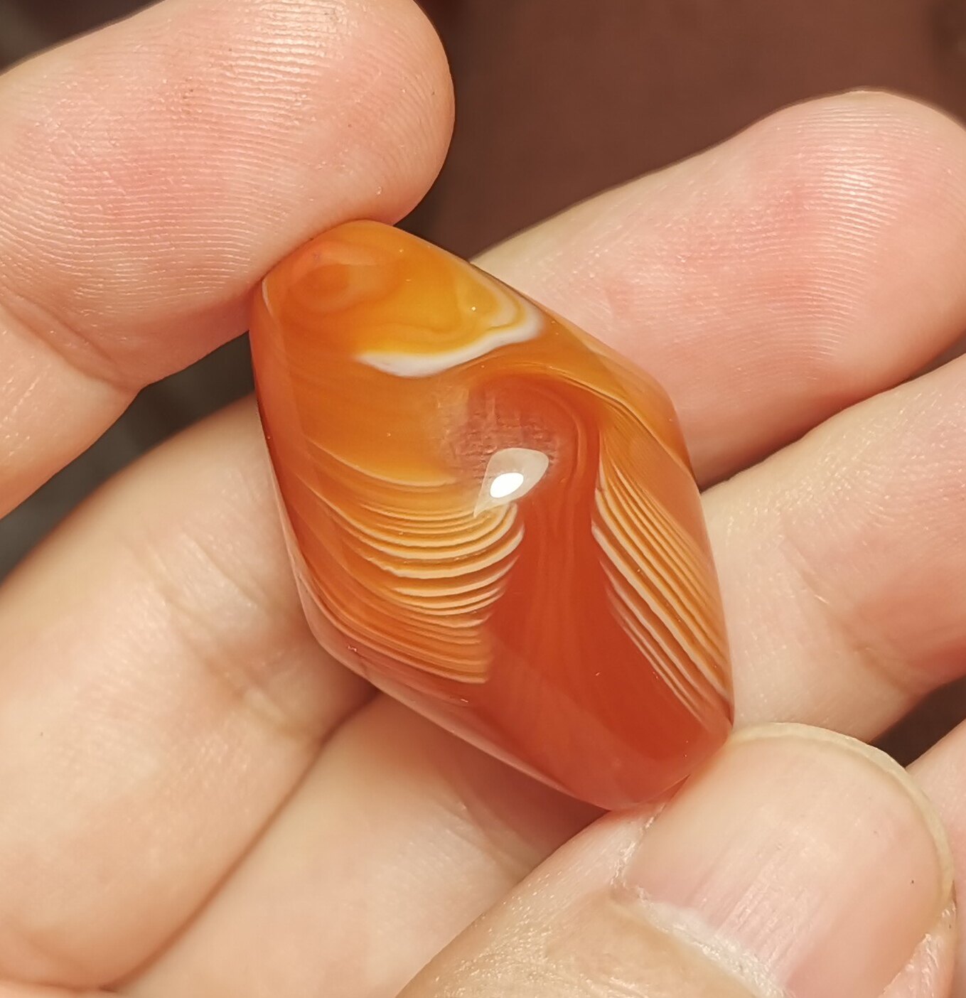 西藏文玩21*31mm缠丝三纹红玉髓玛瑙吊坠顶珠随身佩戴一物一图珠