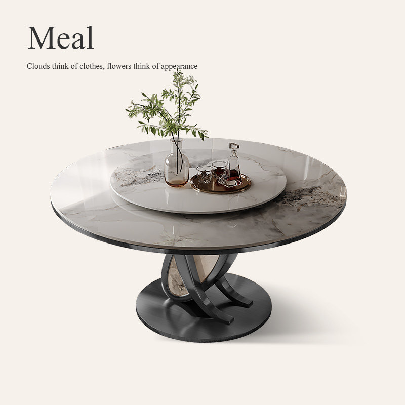 诚骏圆形岩板餐桌可伸缩小户型家用可方圆两用意式轻奢饭桌椅组合,住宅家具,岩板餐桌,淘宝优惠券,粉丝福利购,淘宝优惠卷