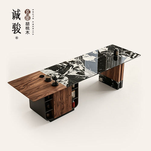 墨雪茶台天然奢石茶桌轻奢高级感