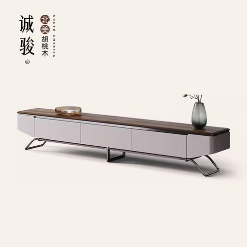 白蜡木实木电视柜茶几组合轻奢风