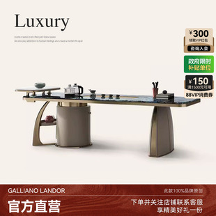 诚骏意式轻奢天然大理石茶桌别墅客厅家用设计师款蓝翡翠奢石茶台