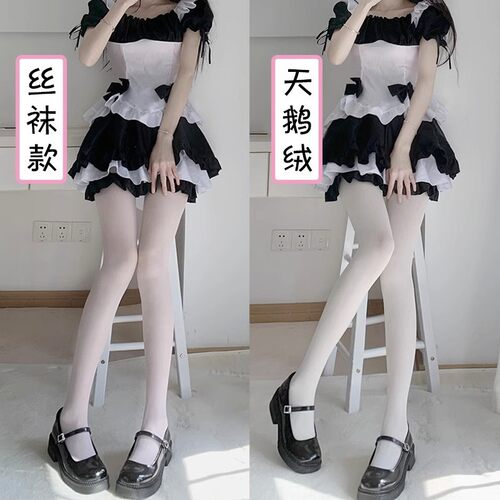熙厚！日系白丝JK洛丽塔天鹅绒80d白色连裤丝袜女打底袜薄款