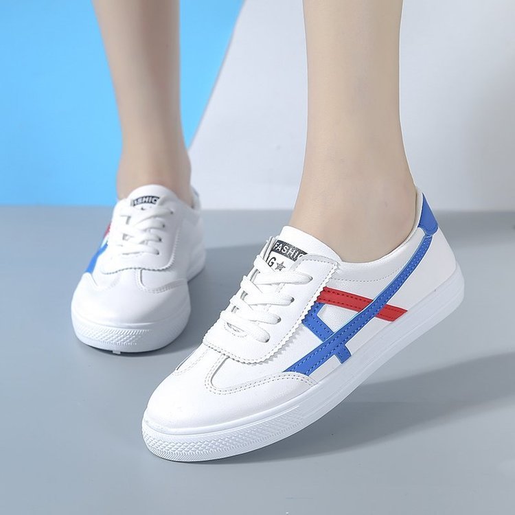 板鞋女帆布鞋时尚小白鞋网纱绑带平底橡胶休闲低跟运动圆头跑步鞋