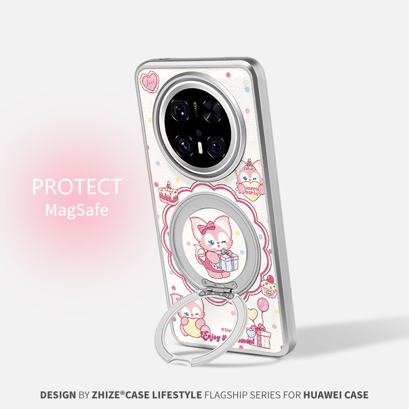 派对玲娜贝儿适用于华为mate70手机壳卡通全包mate60Pro防摔磁吸支架70Pro联名高级m60素皮360旋转2026新