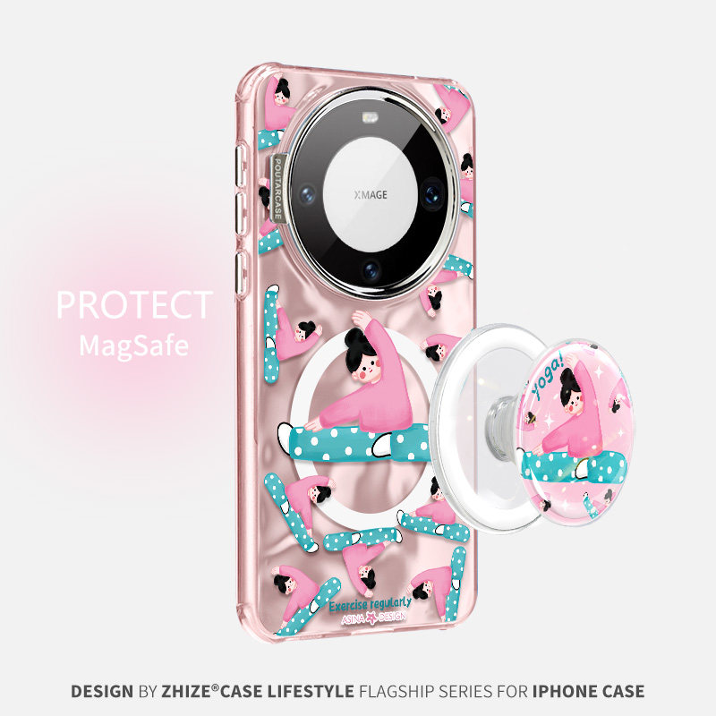 水波瑜伽女孩适用于华为mate60手机壳mate50pro原创小众mate40女mate60pro全包防摔保护套mate50卡通高级,3C数码配件,手机保护套/壳,淘宝优惠券,粉丝福利购,淘宝优惠卷