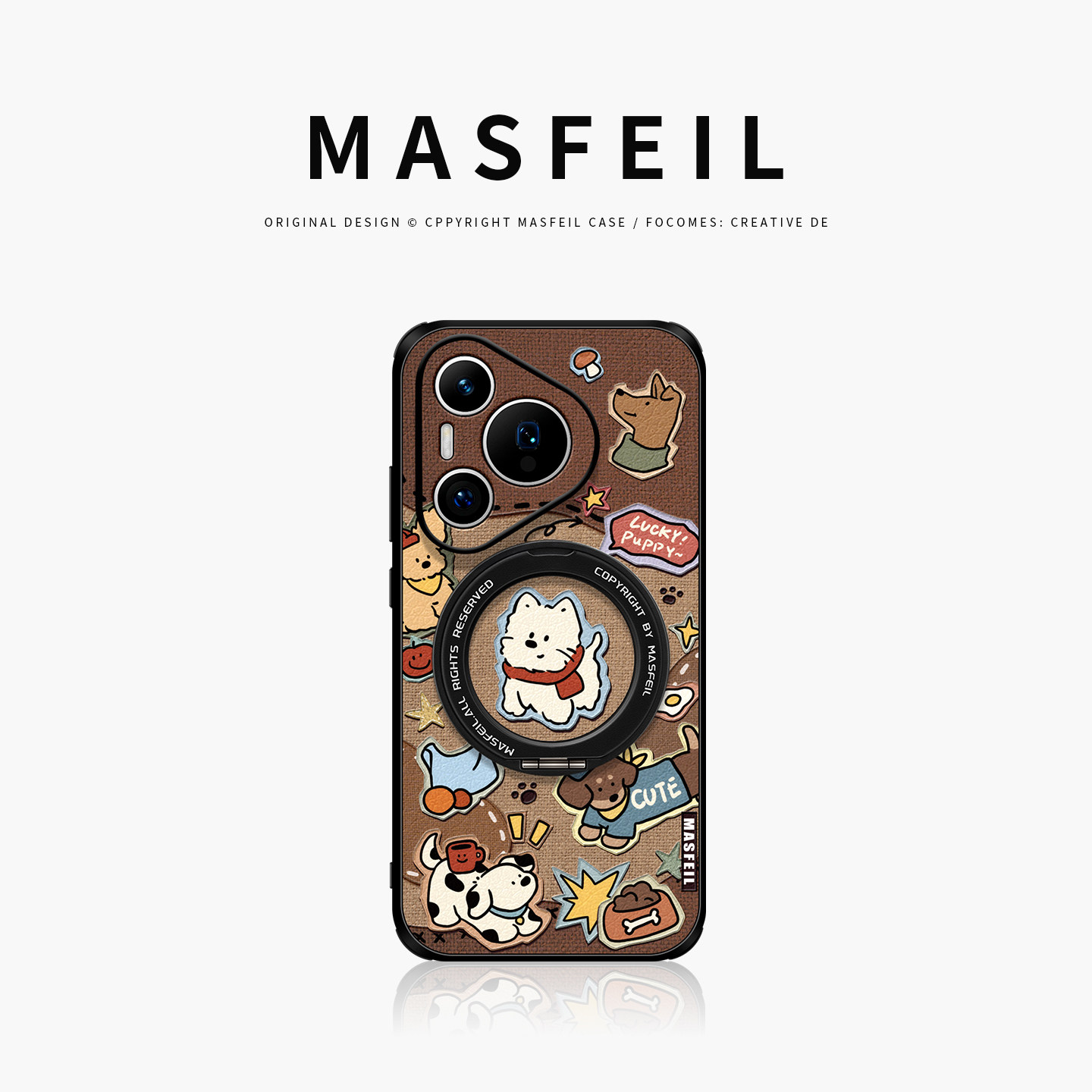 ZHIZHE&times;拼贴小狗适用华为Pura80pro手机壳磁吸pura70支点新款带支架全包p70保护套Ho5可爱的女秋冬70+