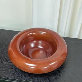 意式创意简约中古果盘法式枣红果盘原型样板房客厅茶几装饰品摆件