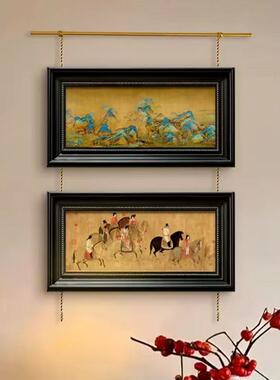 黄铜挂画器吊画轨道法式复古装饰画艺术画展厅吊挂链条轻奢挂画杆