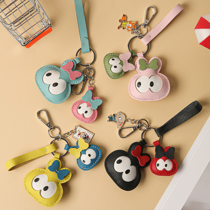 裁鱼手工diy材料包真皮双色兔汽车钥匙扣挂件包包挂饰自制送礼物