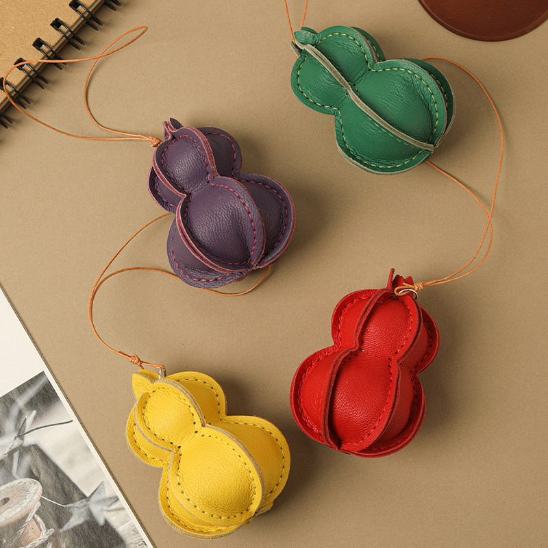裁鱼手工皮具diy材料包卡通可爱小葫芦羊皮钥匙扣自制真皮包挂件