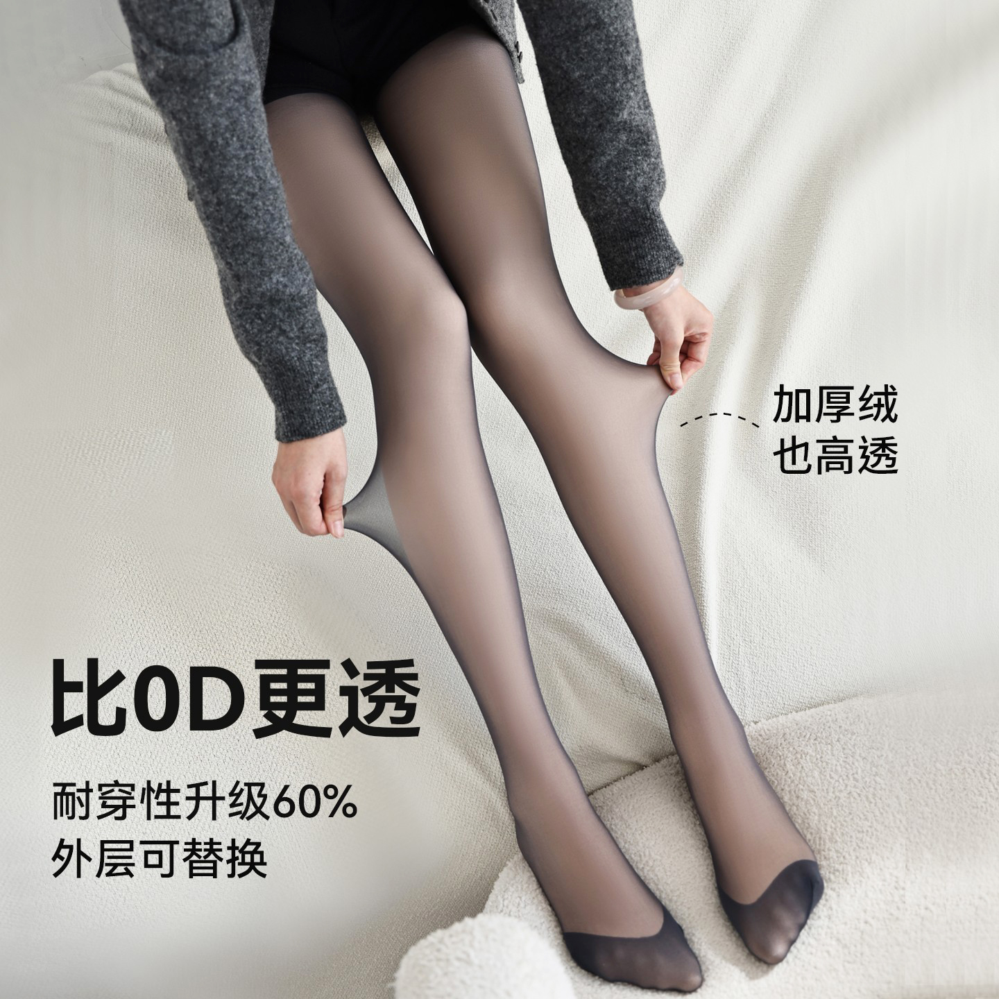 【2025升级高透肤】加绒黑丝双层