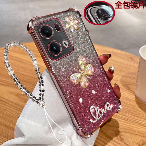 OPPOReno13手机壳镶钻气囊蝴蝶