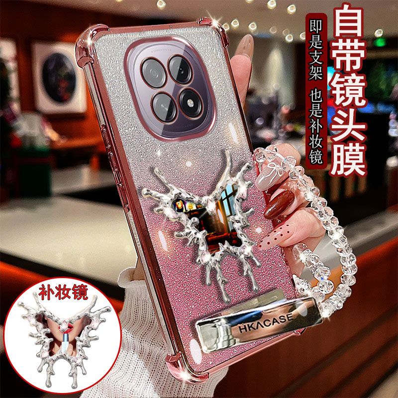 适用OPPO A5手机壳pro透明活力版四角防撞气囊防摔镜头膜全包边保护套女款带魔镜支架镜子新品奢华网红时尚