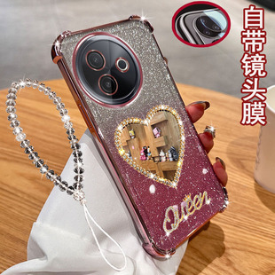 适用vivo y300i手机壳5G一体镜头全包边镶钻vivoy300i爱心镜子V2444A气囊防摔保护套女新款透明软胶时尚网红