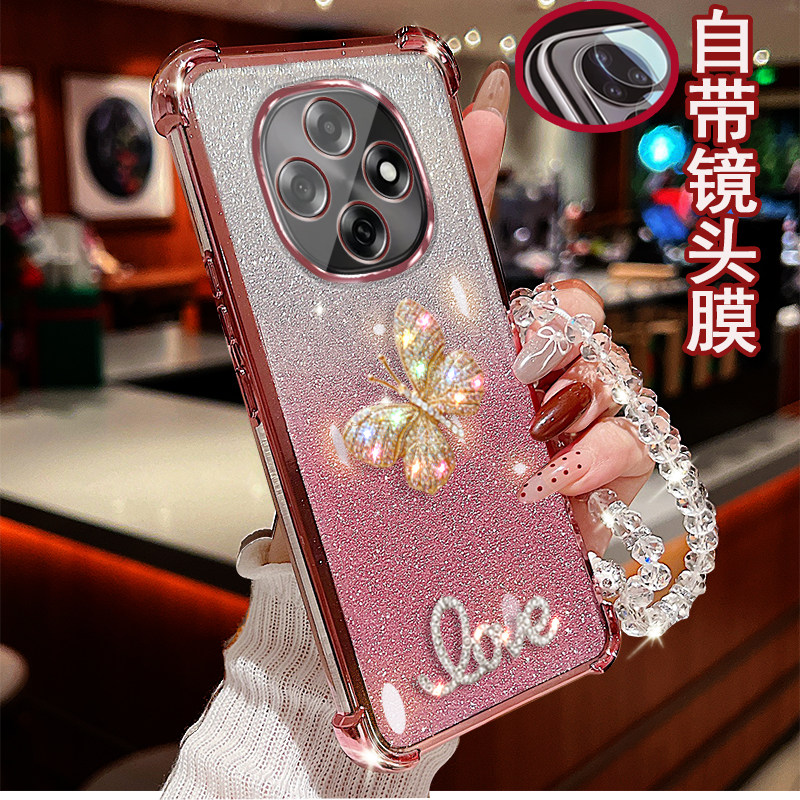 适用OPPO A6pro手机壳5G气囊小米镶钻立体蝴蝶镜头全包边女士款新品软硅胶防摔保护套奢华网红新品