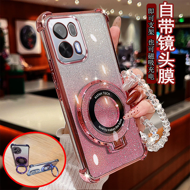 适用oppo K15pro手机壳pro+透明PMH110闪粉PMG110气囊防摔带镜头膜全包保护套磁吸充电女款桌面支架软硅胶