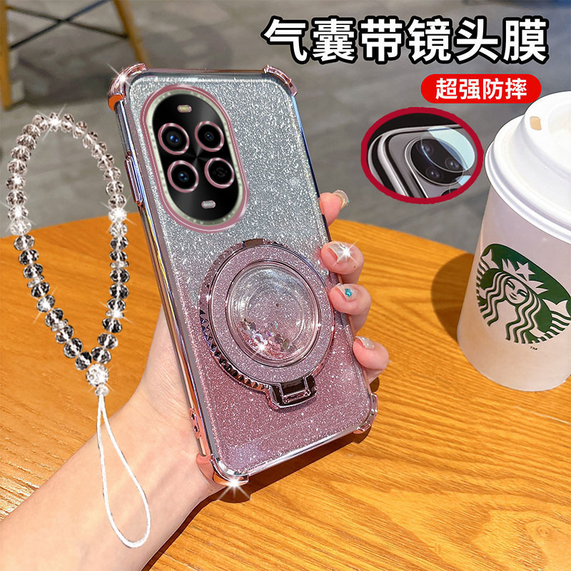适用华为nova13手机壳pro透明5G四角气囊nova12防摔ultra带镜头膜全包边保护套女款解压流沙支架软胶全包边新