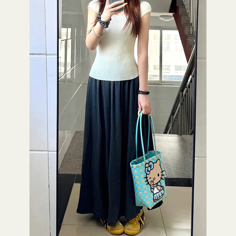 黑色莫代尔垂感半身裙女春夏高腰显瘦A字长裙大摆裙简约梨形长裙,女装/女士精品,半身裙,淘宝优惠券,粉丝福利购,淘宝优惠卷