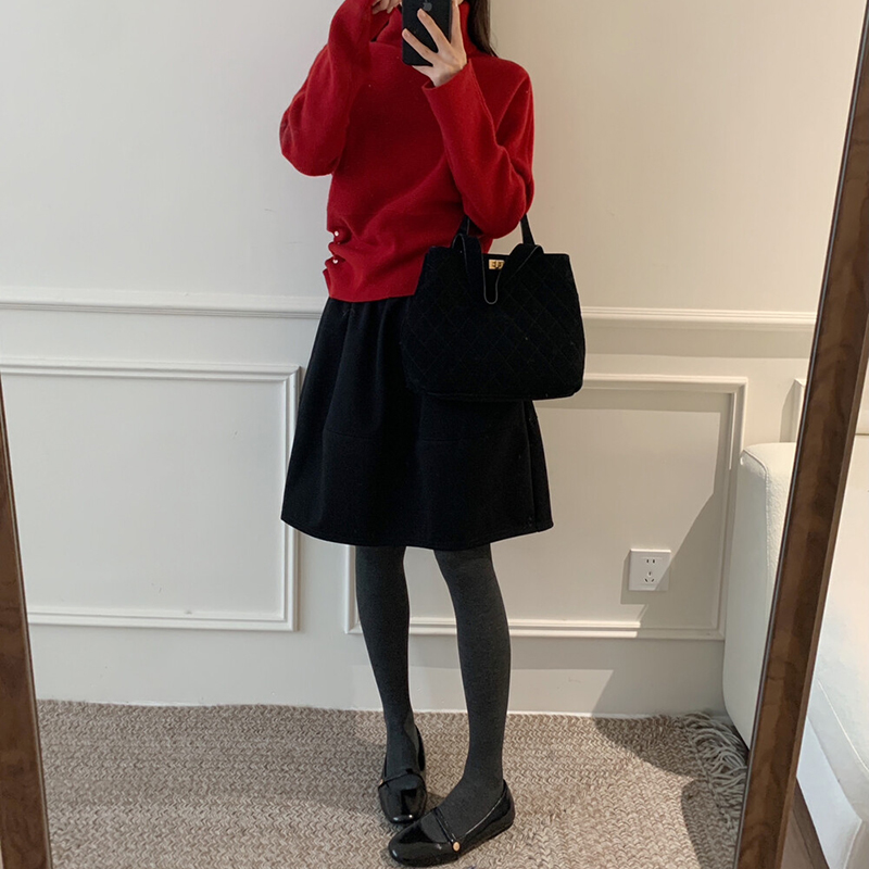 黑色中裙气质蓬蓬裙子网红同款