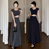 超好看a字半身裙女莫代尔长款 休闲高腰a字长裙 大摆裙春夏2026新款