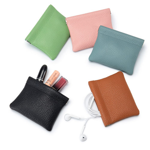 简约时尚真皮耳机口红硬币收纳包