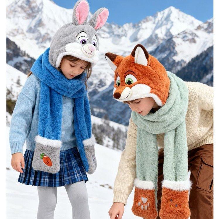 疯狂动物城朱迪儿童帽子围巾一体冬季围脖男女童防风毛绒套头帽,服饰配件/皮带/帽子/围巾,三件套,淘宝优惠券,粉丝福利购,淘宝优惠卷