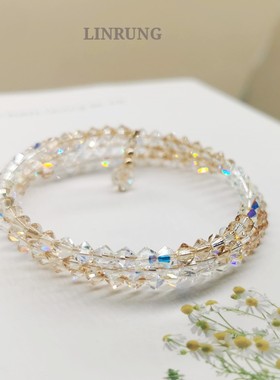 金珠多层圈14k手串奥地利水晶