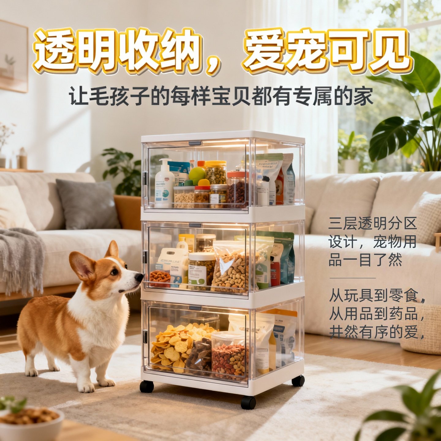 免安装折叠收纳柜多层塑料箱多功能宠物用品杂物储物柜可移动带轮,收纳整理,收纳箱,淘宝优惠券,粉丝福利购,淘宝优惠卷