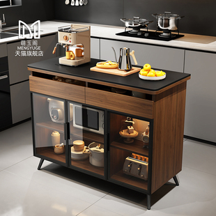 厨房置物实木柜多功能切菜桌操作台多层餐柜收纳柜可移动小岛台