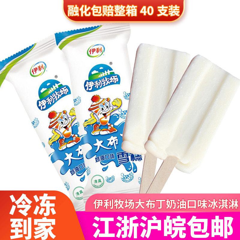 伊利牧场大布丁奶油口味雪糕冰淇淋冰棒冷饮儿时冰棍40支整箱批新