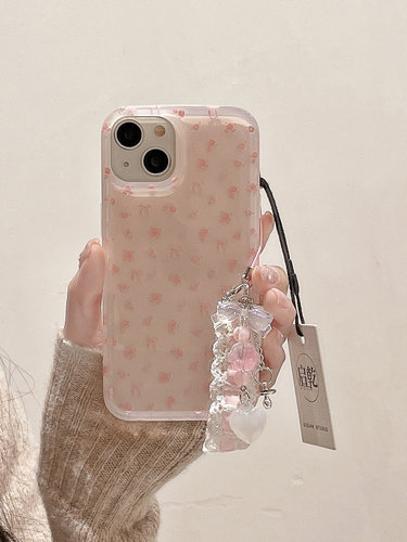 粉色碎花蕾丝挂坠iPhone1