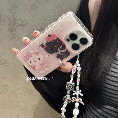 少女心细闪女仆装kitty适用iphone16promax苹果15手机14pro双层硅胶13全包16pro可爱15promax软套