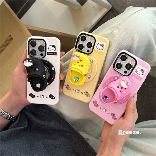 全包16pro防摔保护套16磁吸支架壳pro ins个性 创意贴钻KT猫拖鞋 适用iPhone16promax苹果15手机壳13 14pro新款