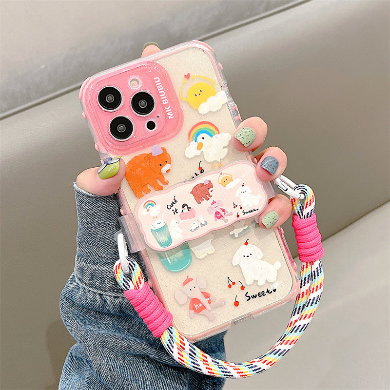 可爱卡通小众背夹挂绳适用苹果13手机壳iphone14promax新款11硅胶12pro女全包防摔粉色透明保护套使用感如何?