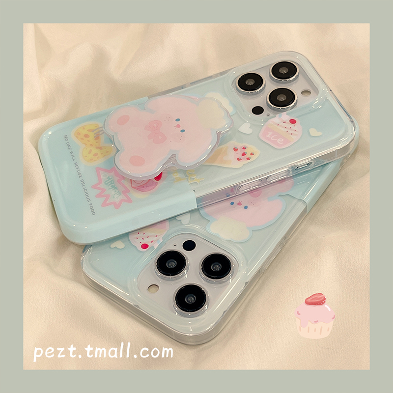 卡通可爱甜品小狗带支架适用苹果14ProMax手机壳双面iPhone13新款14pro小众12女11防摔13pro硅胶全包软保护套属于什么档次？