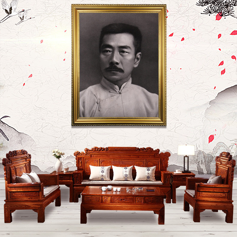 鲁迅墙画中国文学家有带框周树人图片