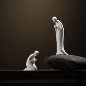 新中式 饰品 禅意德化白瓷无相人物小摆件茶室茶空间茶周边造景装