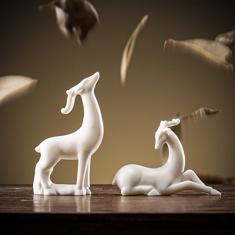 晟初陶瓷迷你小鹿摆件室内微景观