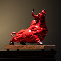 大号红色陶瓷动物牛年摆件办公室桌面装饰品牛气冲天开业定制礼品