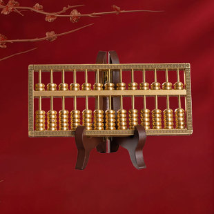纯黄铜如意算盘一响老式珠心抓周新家乔迁开业礼物黄金万两小摆件