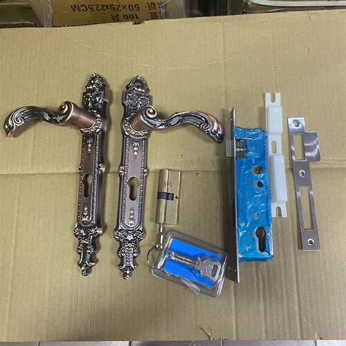 铝艺庭院门拉手85平开铝合金大门把手不锈钢庭院门断桥门古典锁具