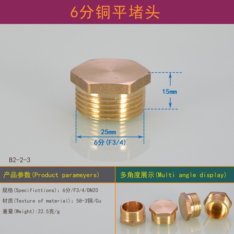 3分1寸6分e电热水器排污口螺帽螺丝 堵头镁棒堵帽 全铜通用配件